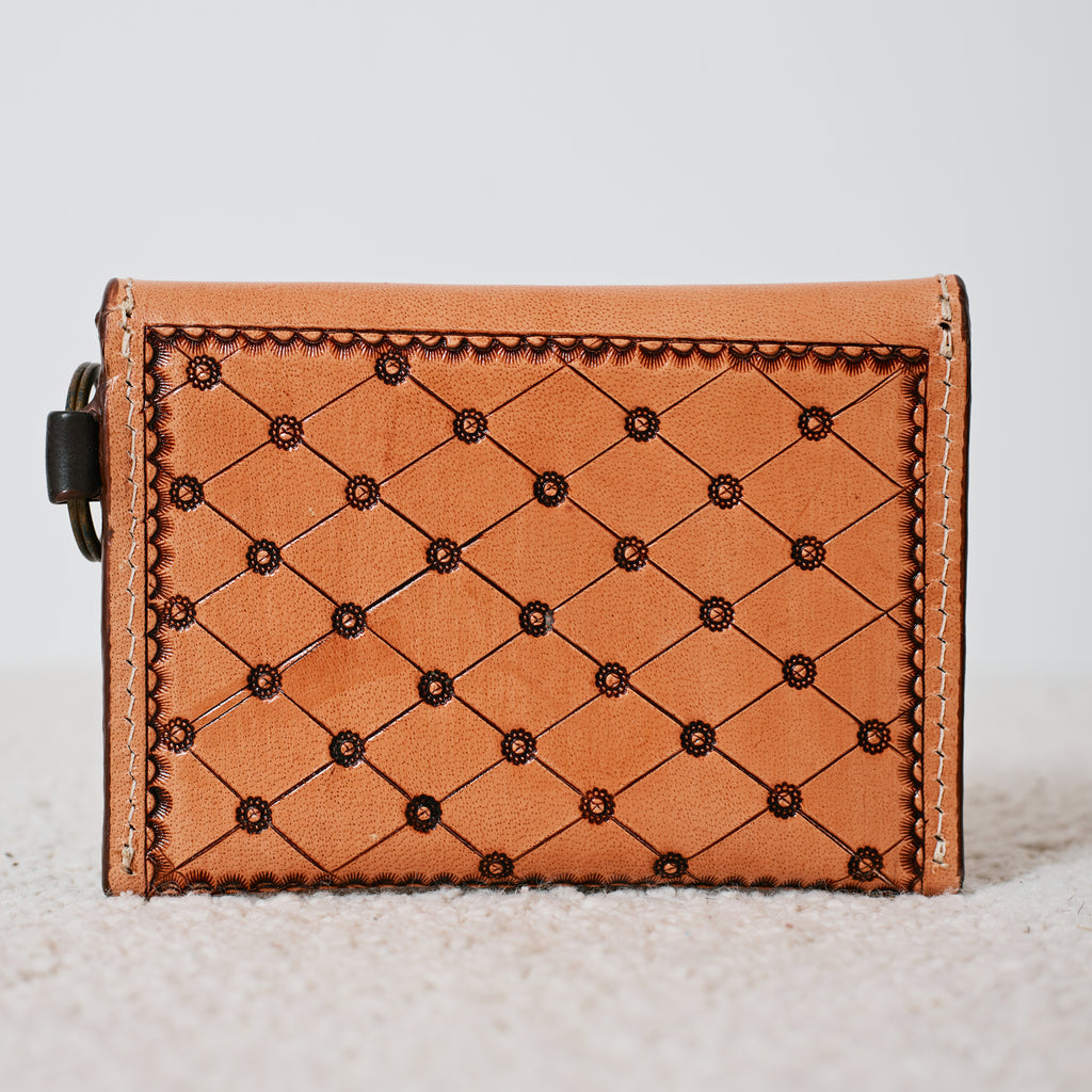 Petit portefeuille western en cuir véritable – Floral Tooled