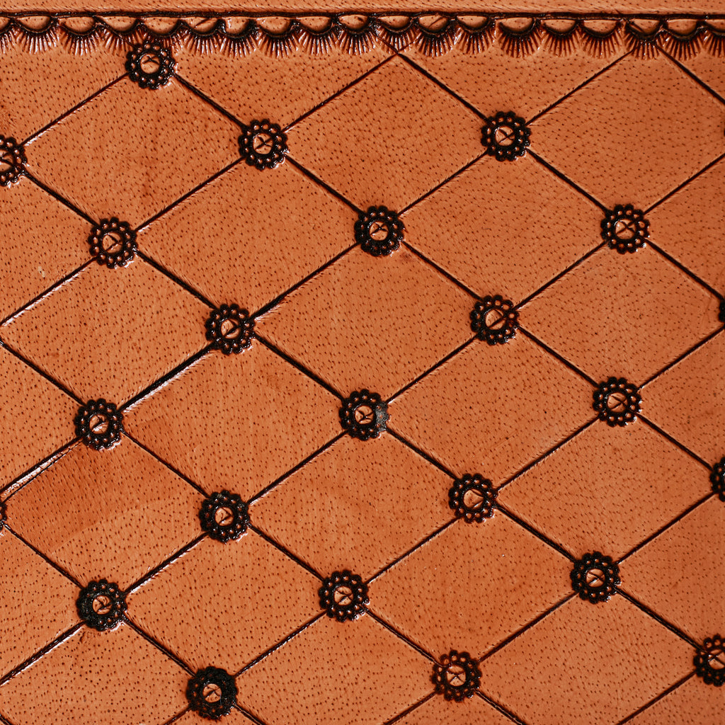 Petit portefeuille western en cuir véritable – Floral Tooled
