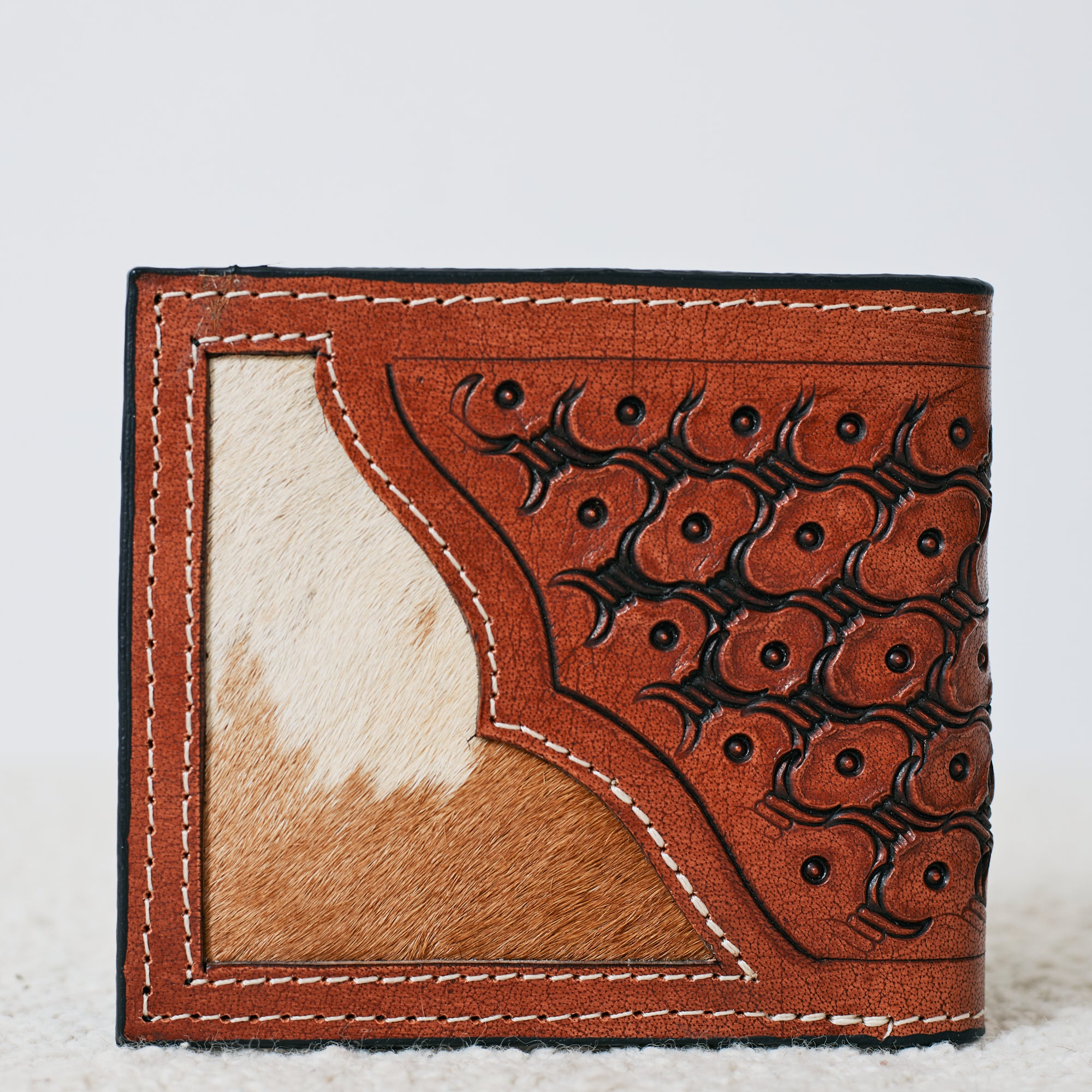 Portefeuille homme western en cuir et poils – Tooled classique