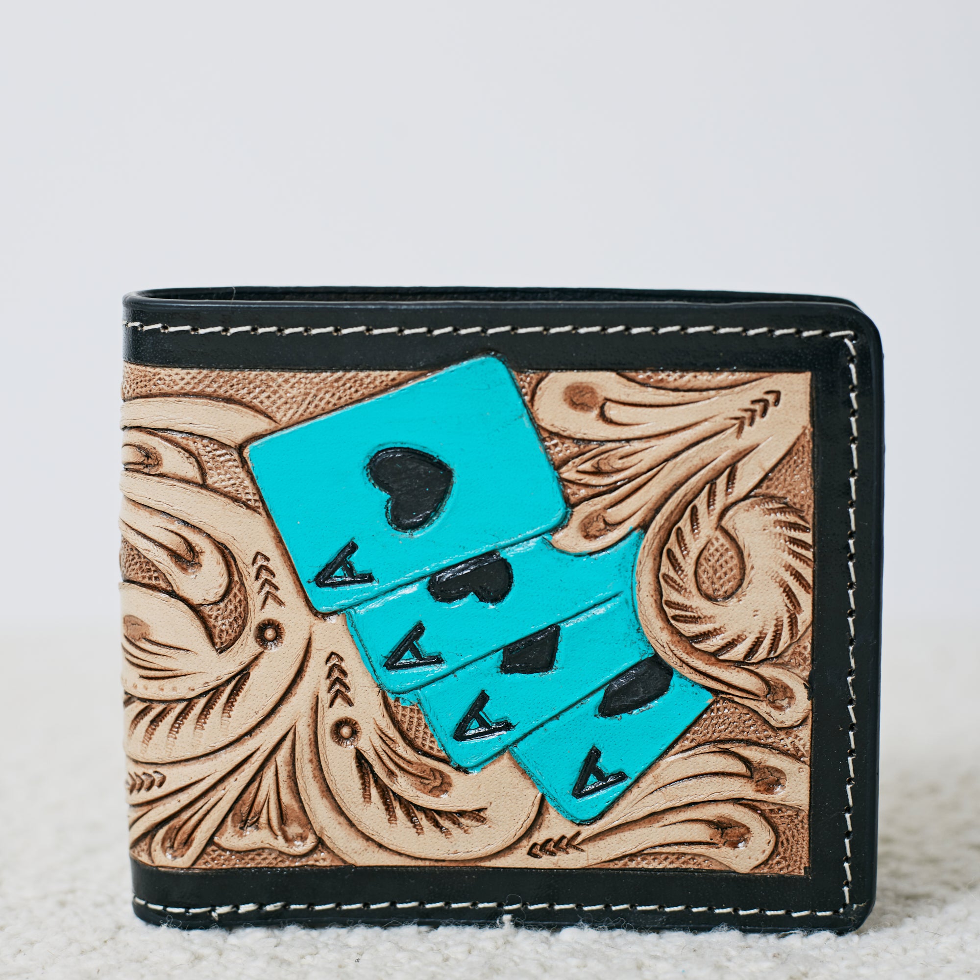 Portefeuille homme western As de pique turquoise