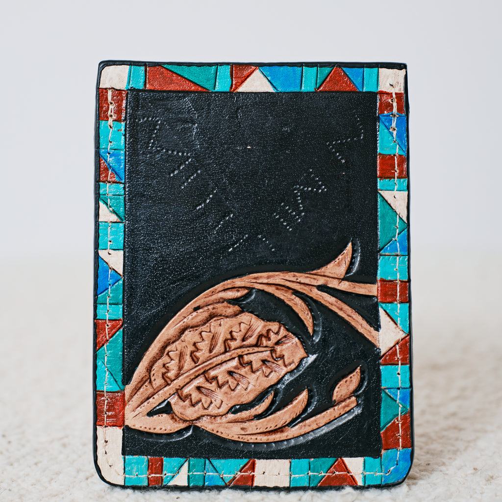 Porte-cartes western Aztec turquoise