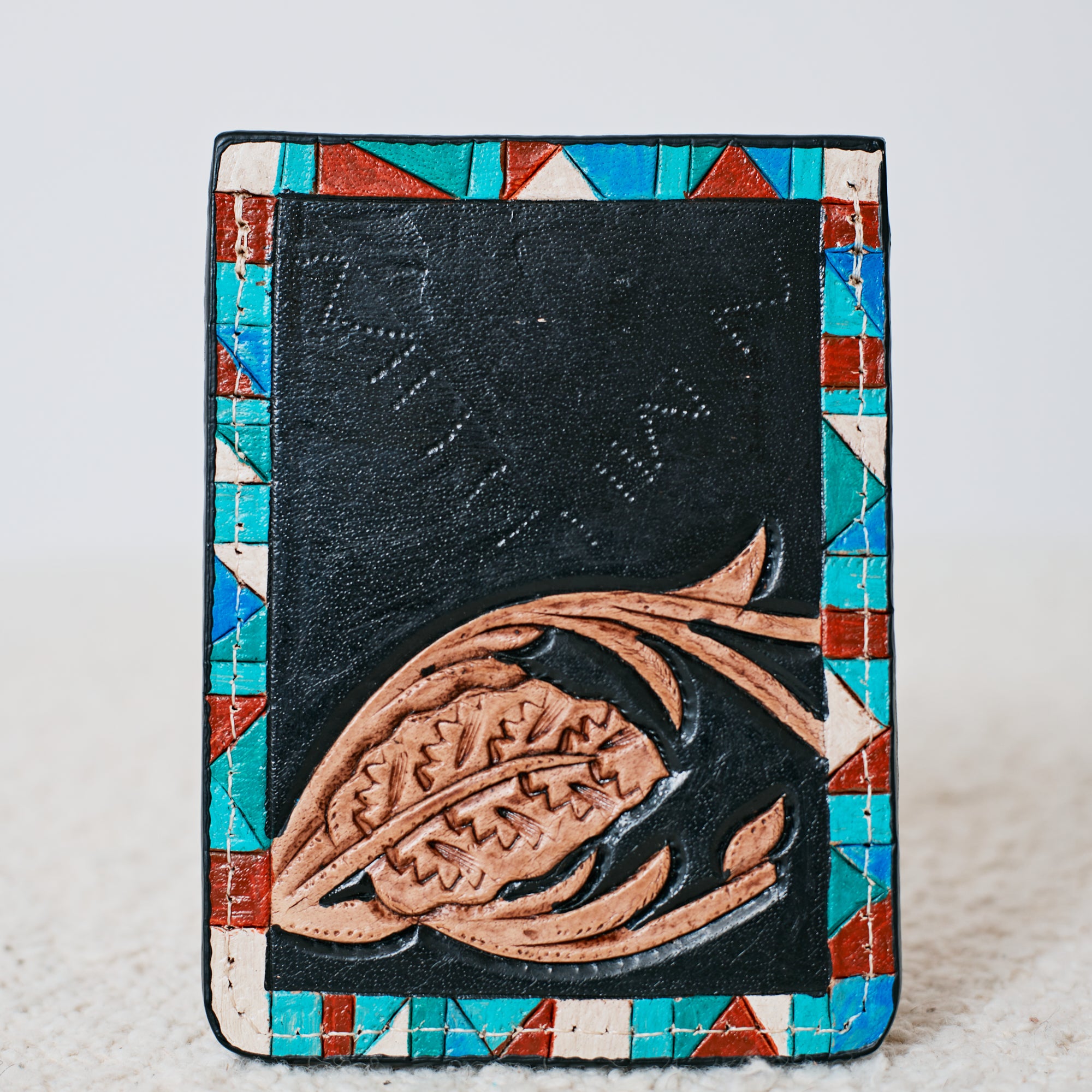 Porte-cartes western Aztec turquoise