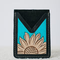 Porte-cartes western tournesol turquoise