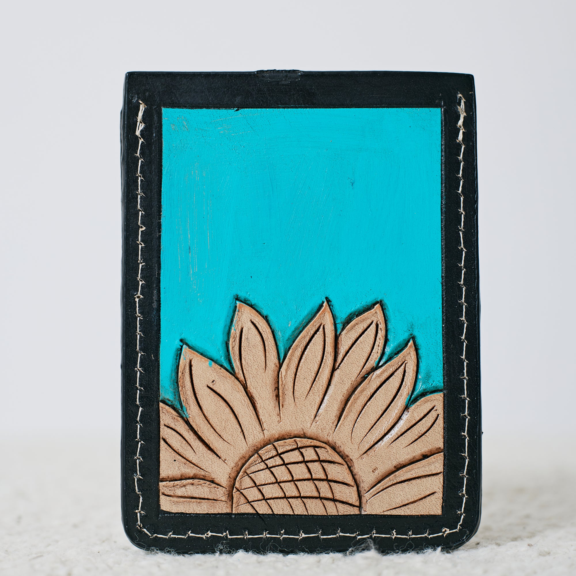 Porte-cartes western tournesol turquoise
