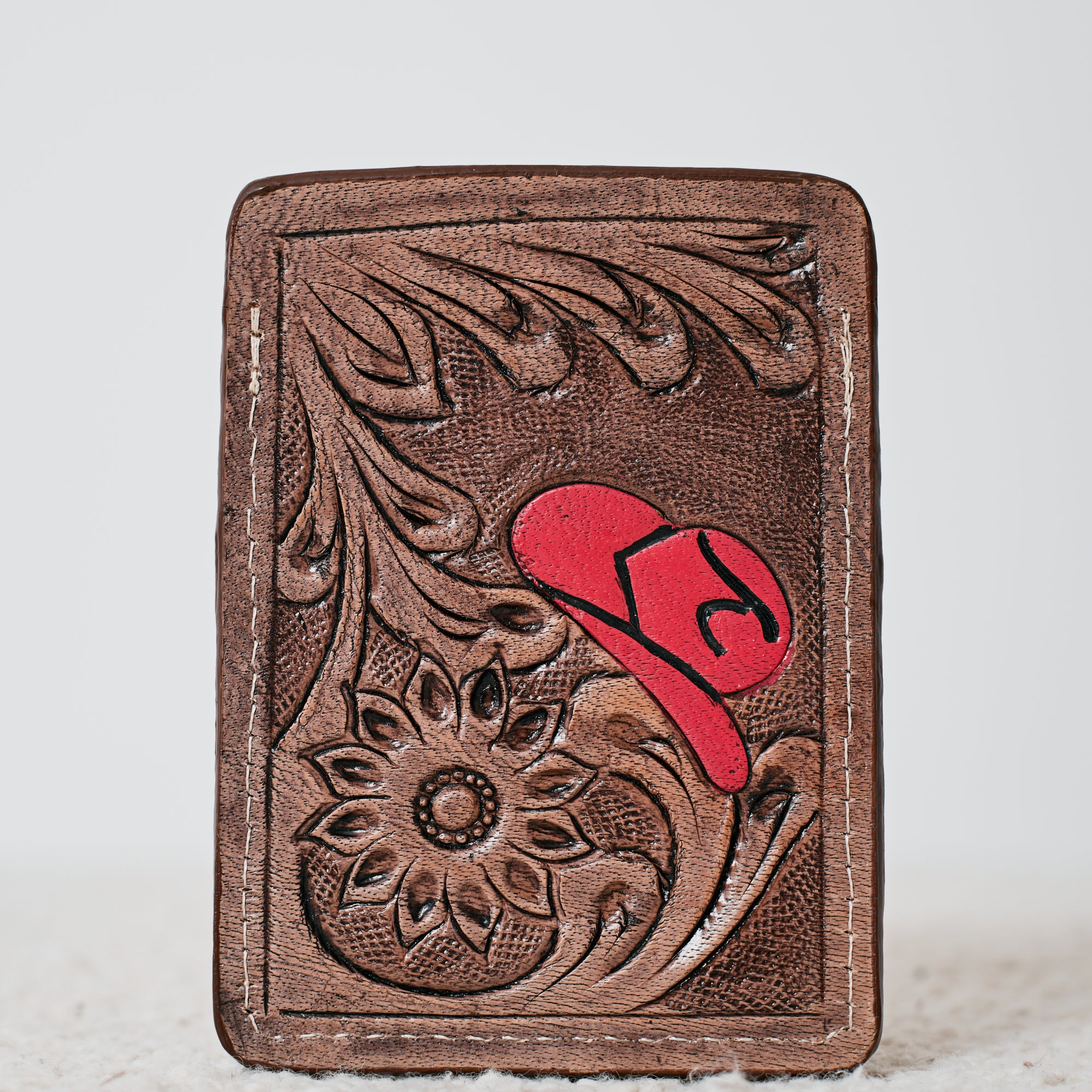 Porte-cartes western cowboy hat rouge