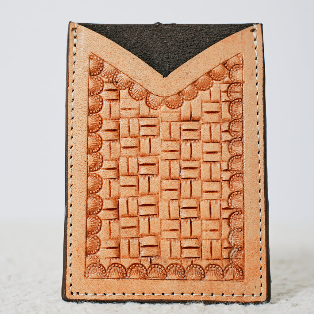 Porte-cartes western basket weave naturel