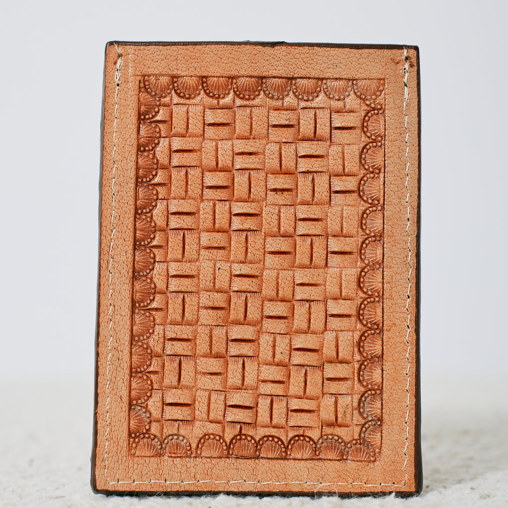 Porte-cartes western basket weave naturel