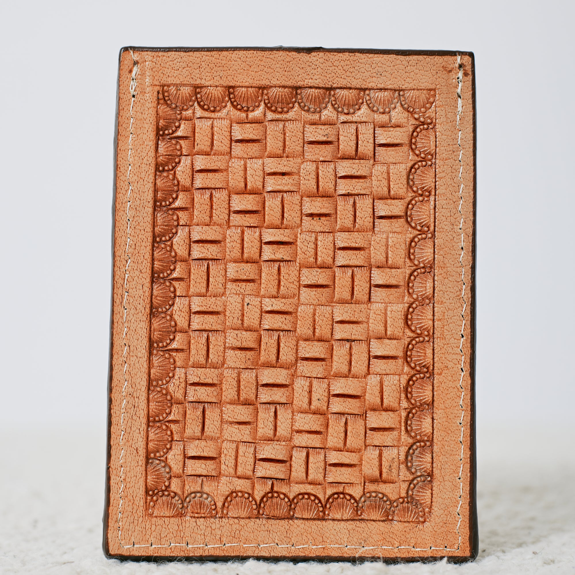 Porte-cartes western basket weave naturel