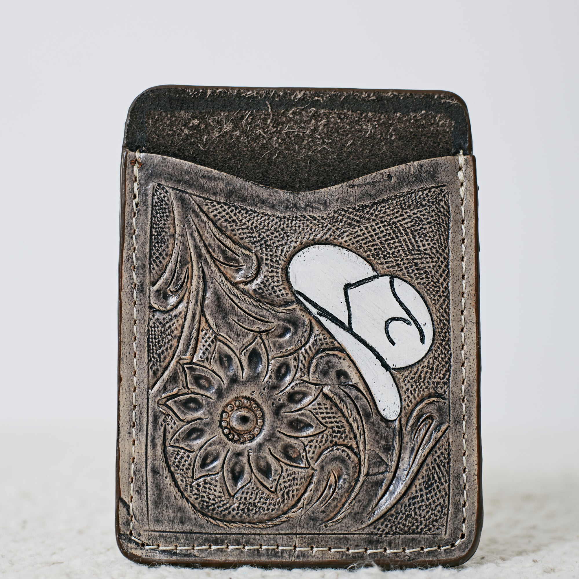 Porte-cartes western chapeau cowboy blanc