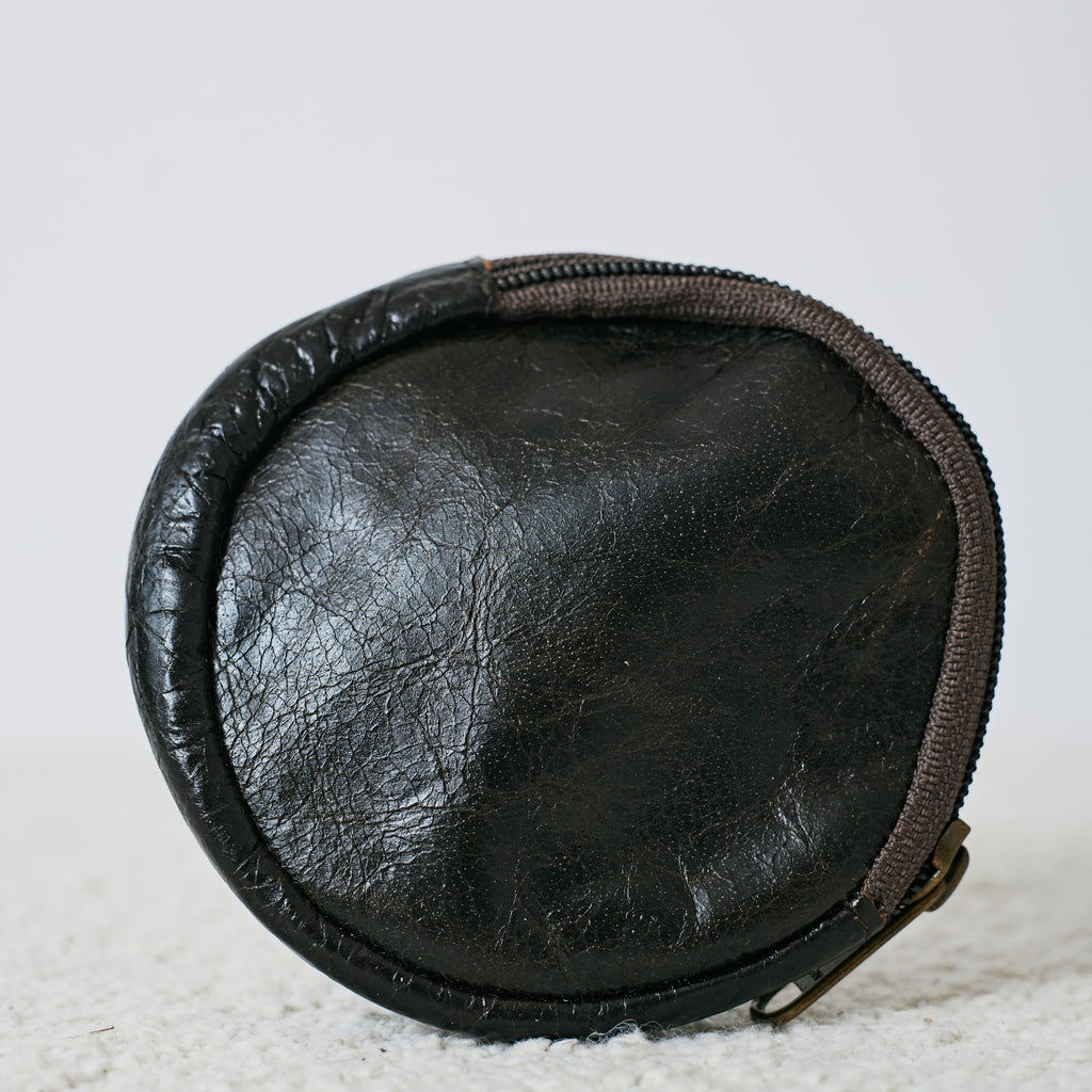 Porte-monnaie rond en cuir & poil véritable