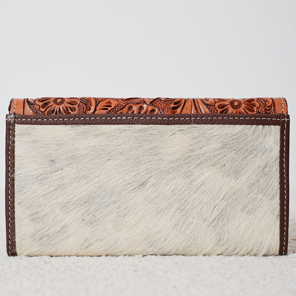 Portefeuille Western en cuir véritable et peau de vache – Floral