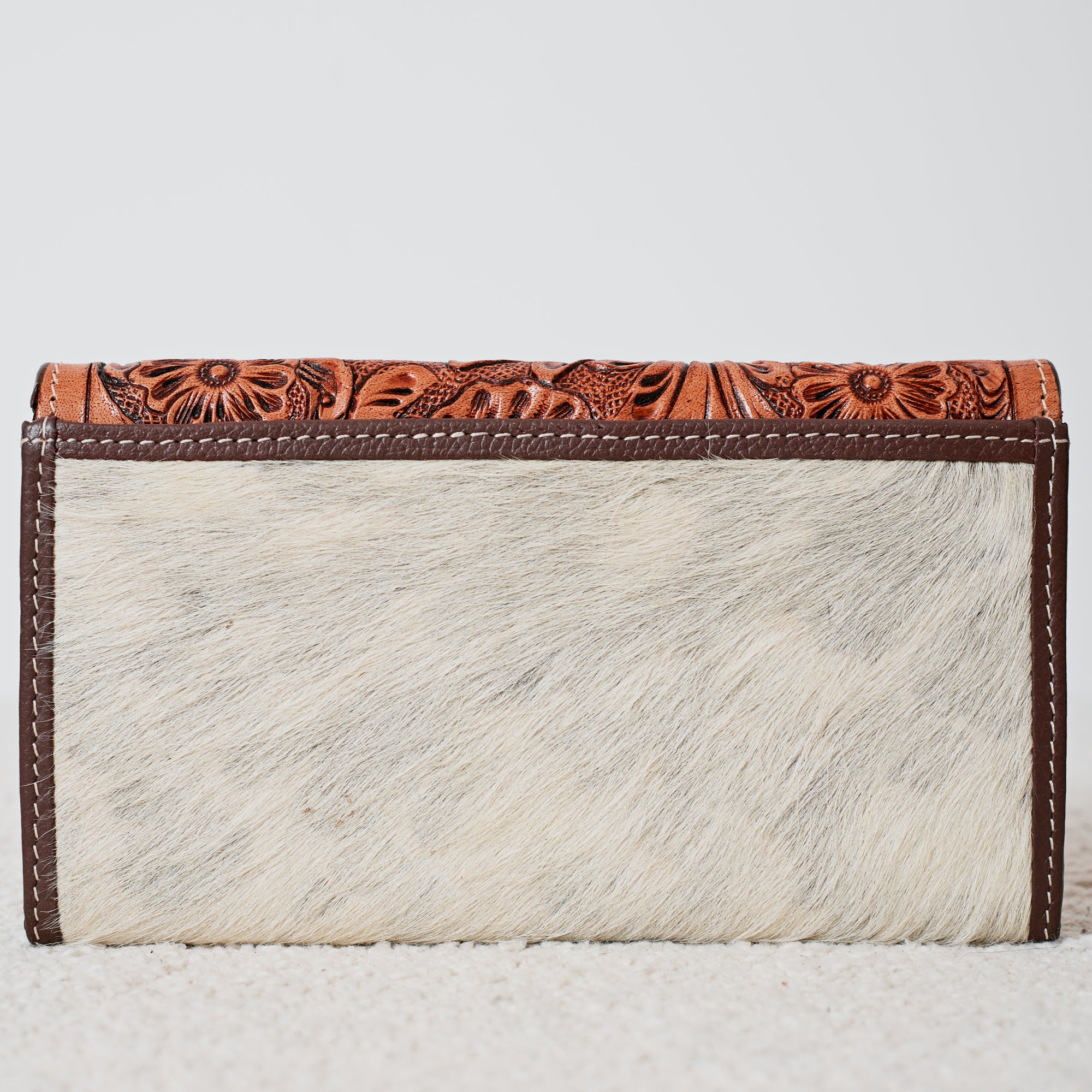 Portefeuille Western en cuir véritable et peau de vache – Floral