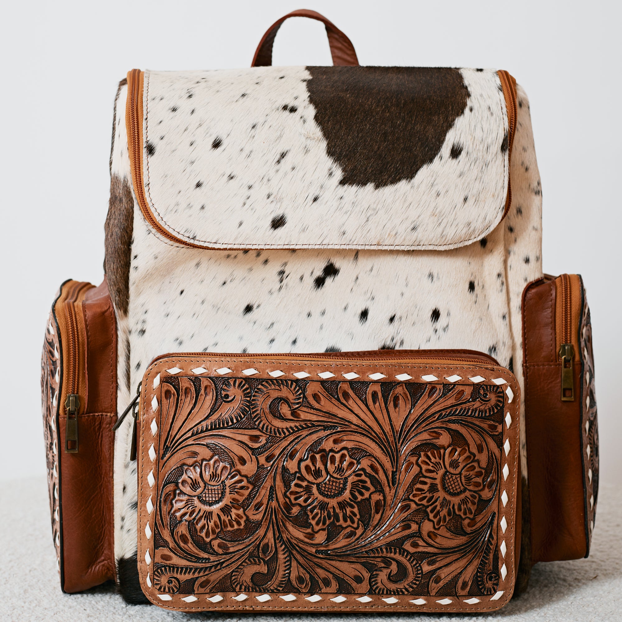 Sac à dos western multifonction en cuir & poil véritable