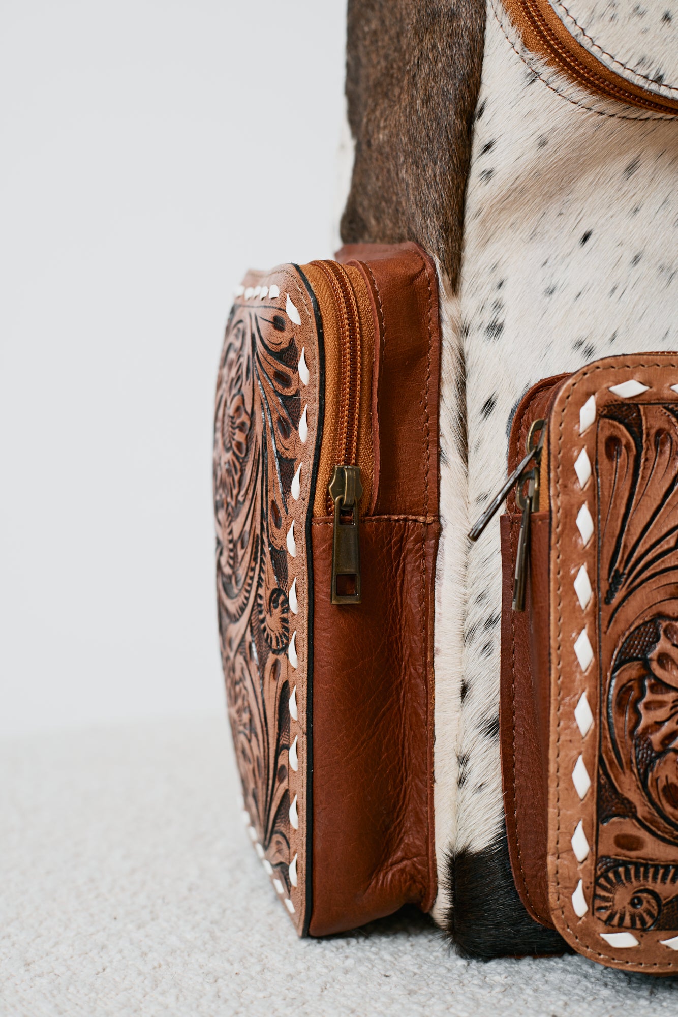 Sac à dos western multifonction en cuir & poil véritable
