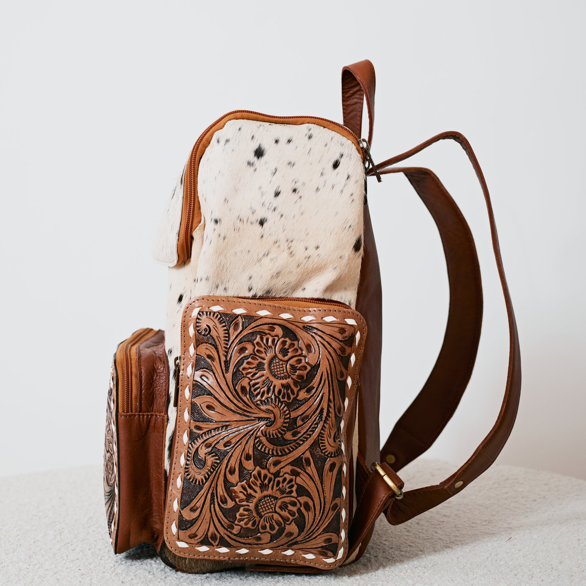 Sac à dos western multifonction en cuir & poil véritable