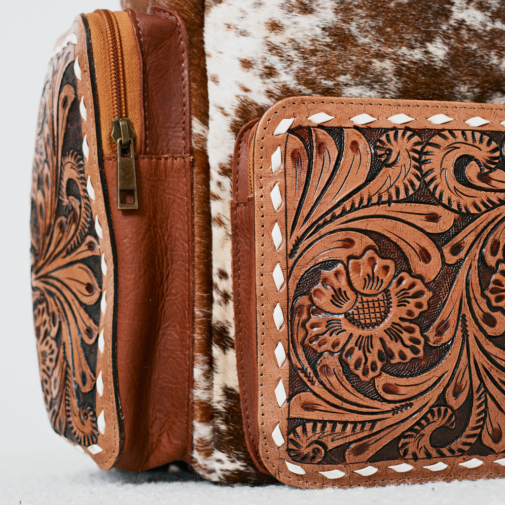 Sac à dos western multifonction en cuir & poil véritable