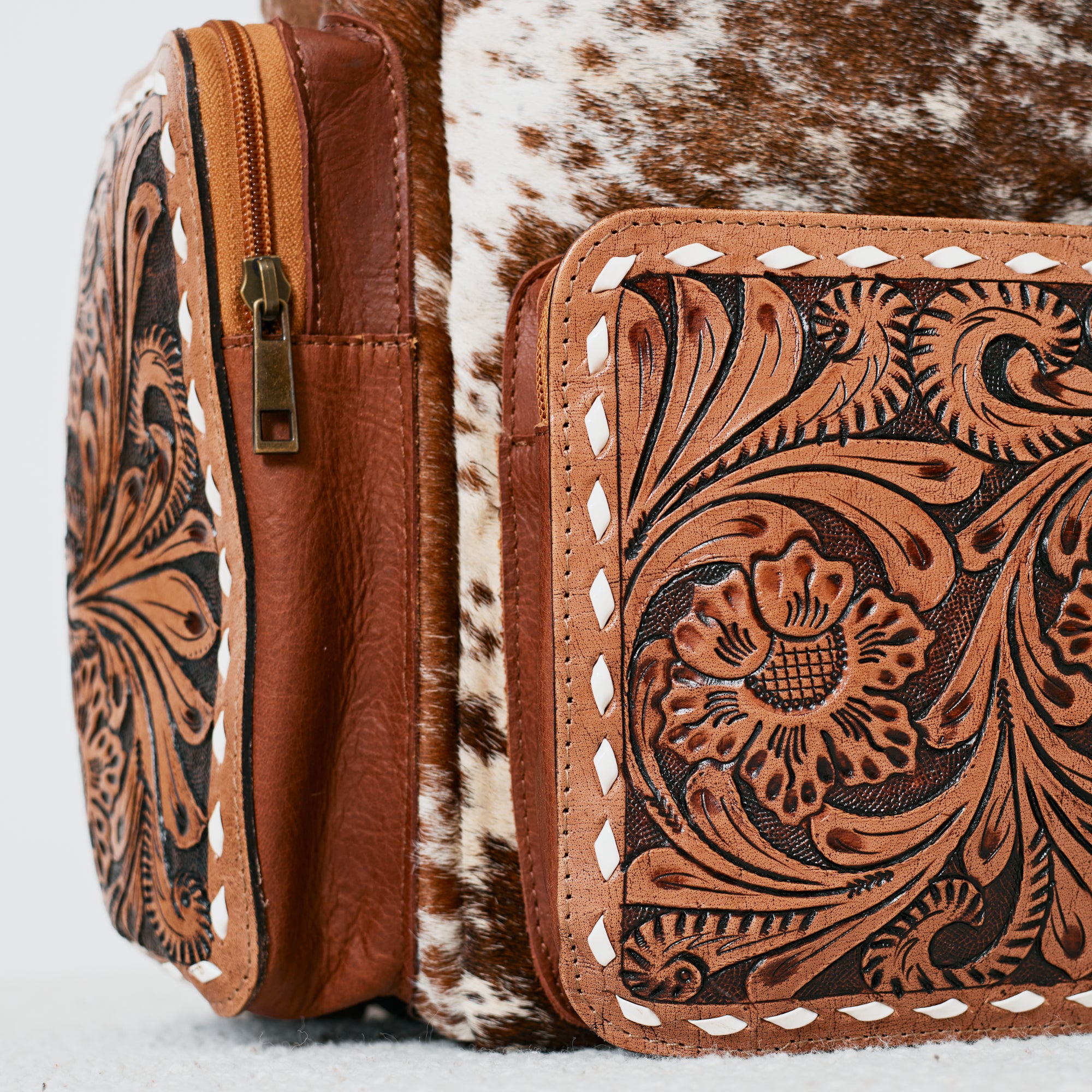 Sac à dos western multifonction en cuir & poil véritable