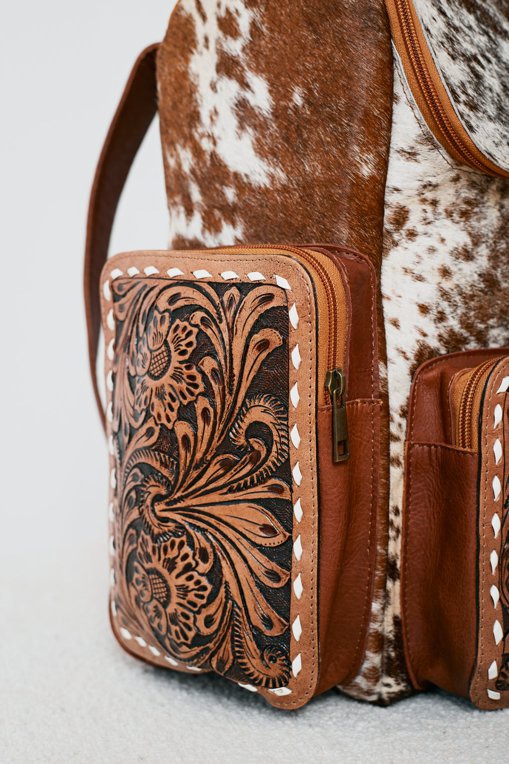 Sac à dos western multifonction en cuir & poil véritable