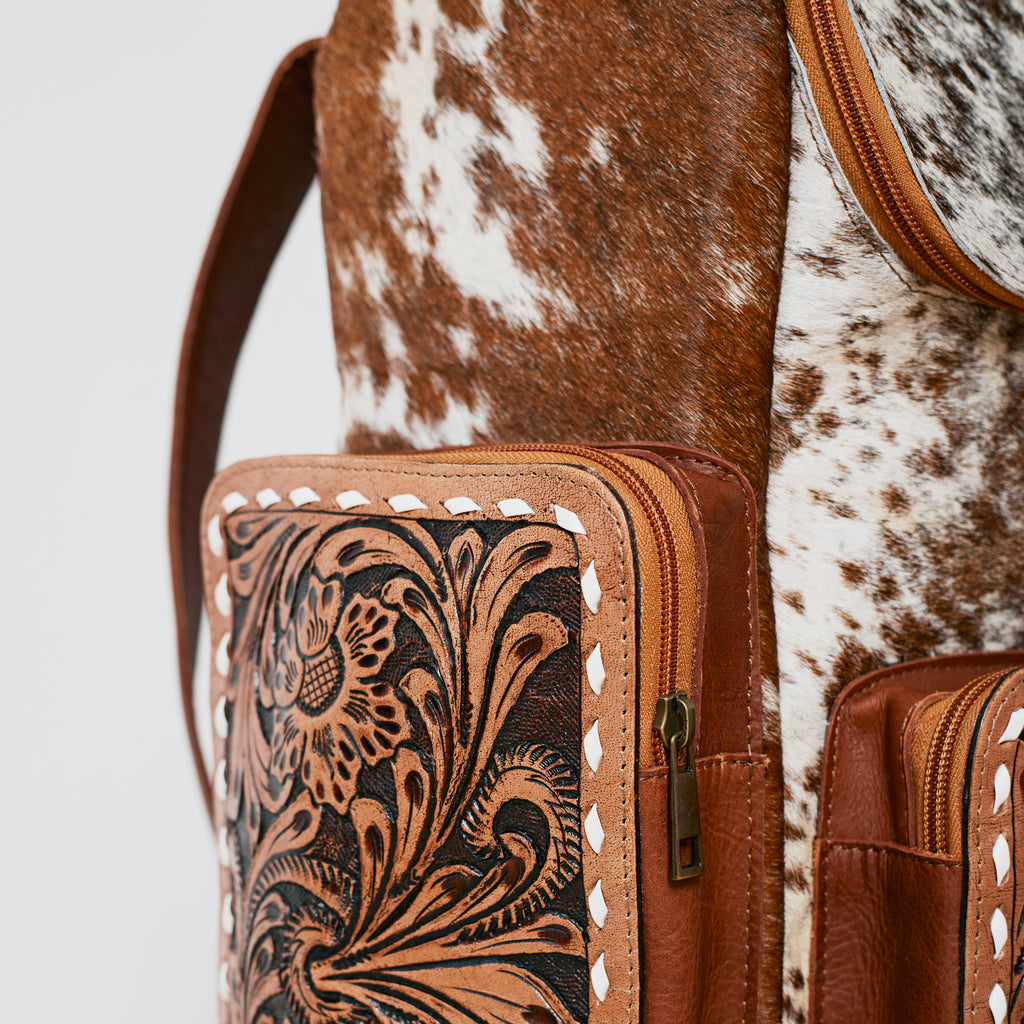 Sac à dos western multifonction en cuir & poil véritable