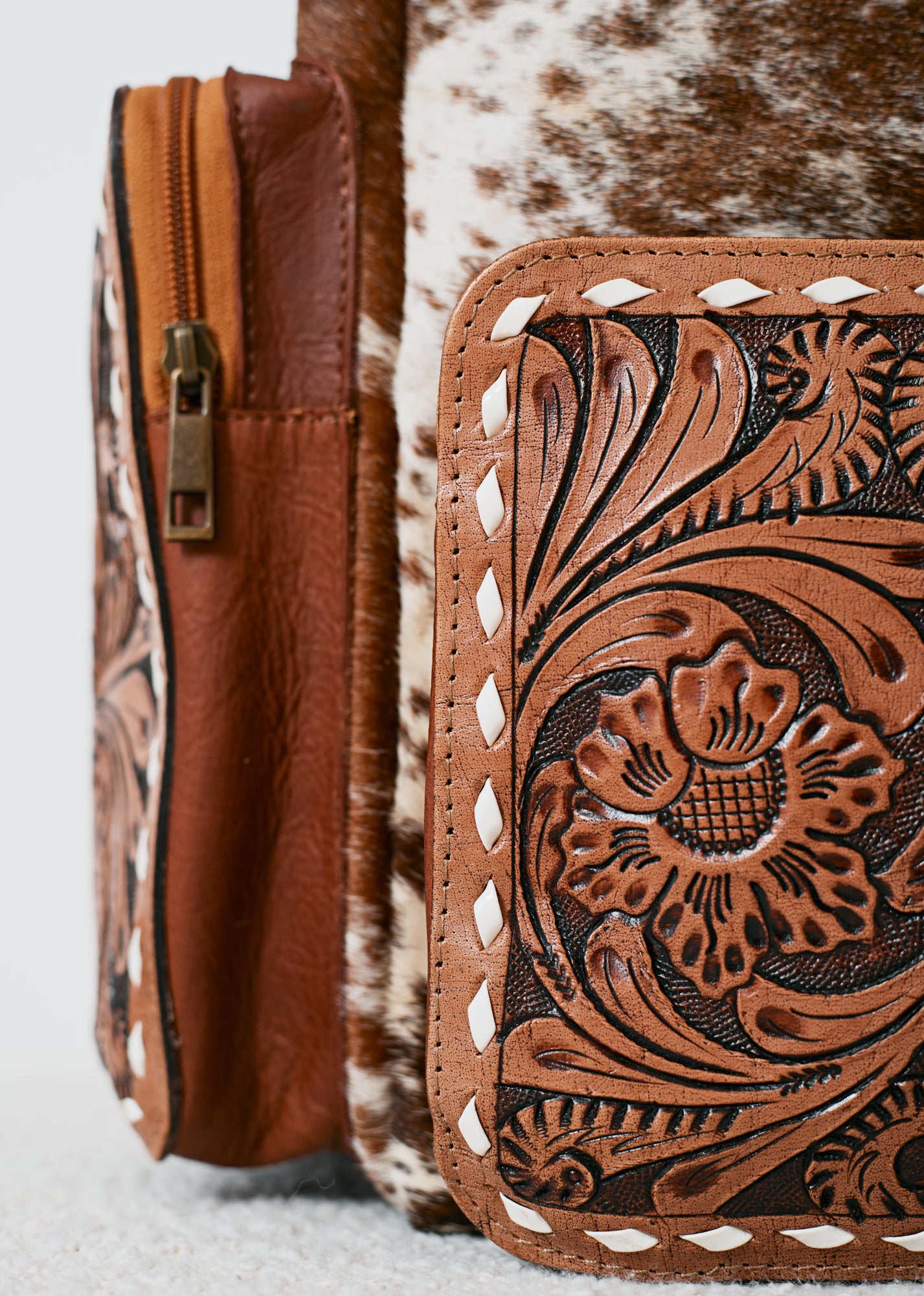 Sac à dos western multifonction en cuir & poil véritable