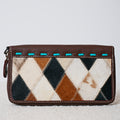 Portefeuille Western en cuir véritable et patchwork de peau de vache