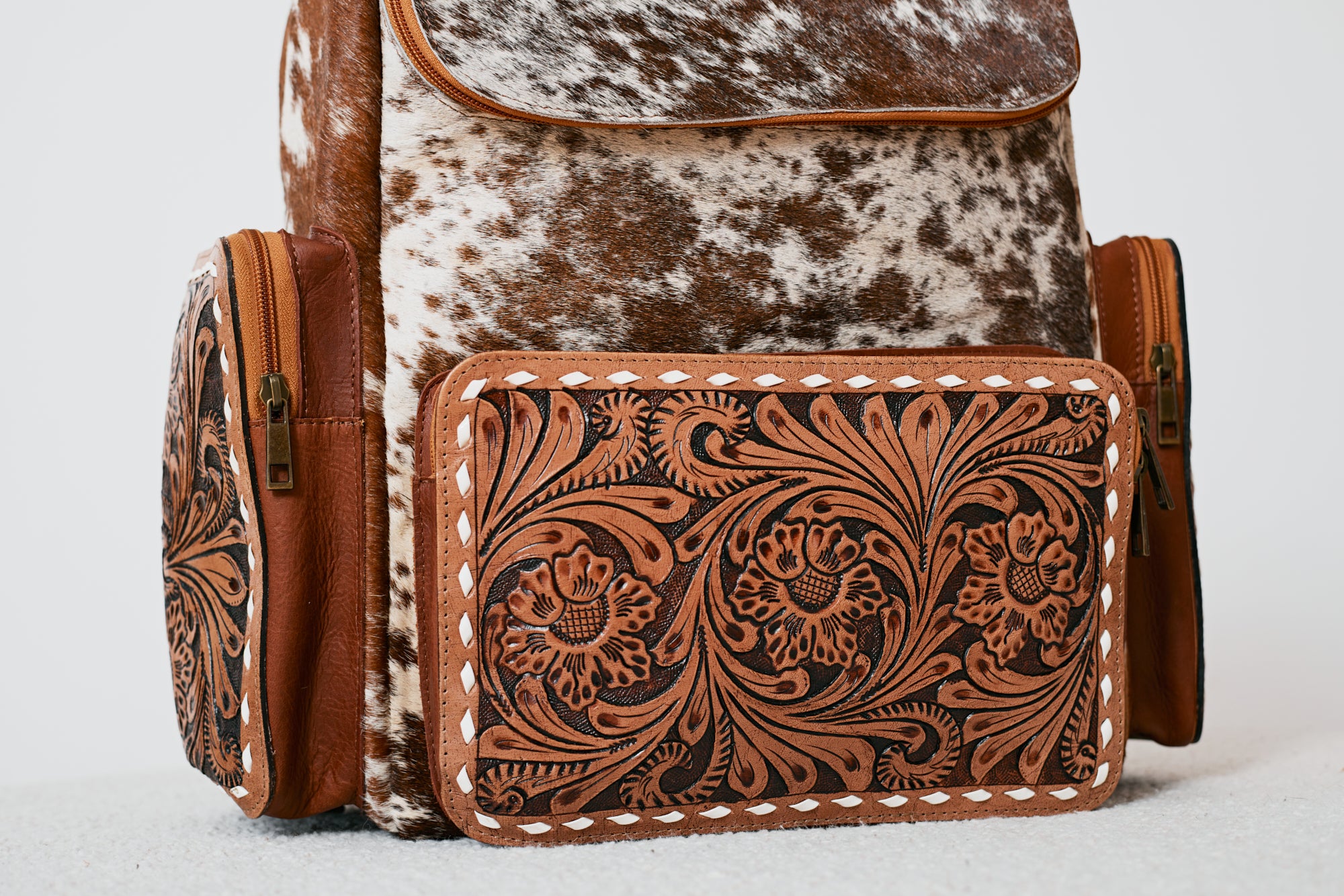 Sac à dos western multifonction en cuir & poil véritable