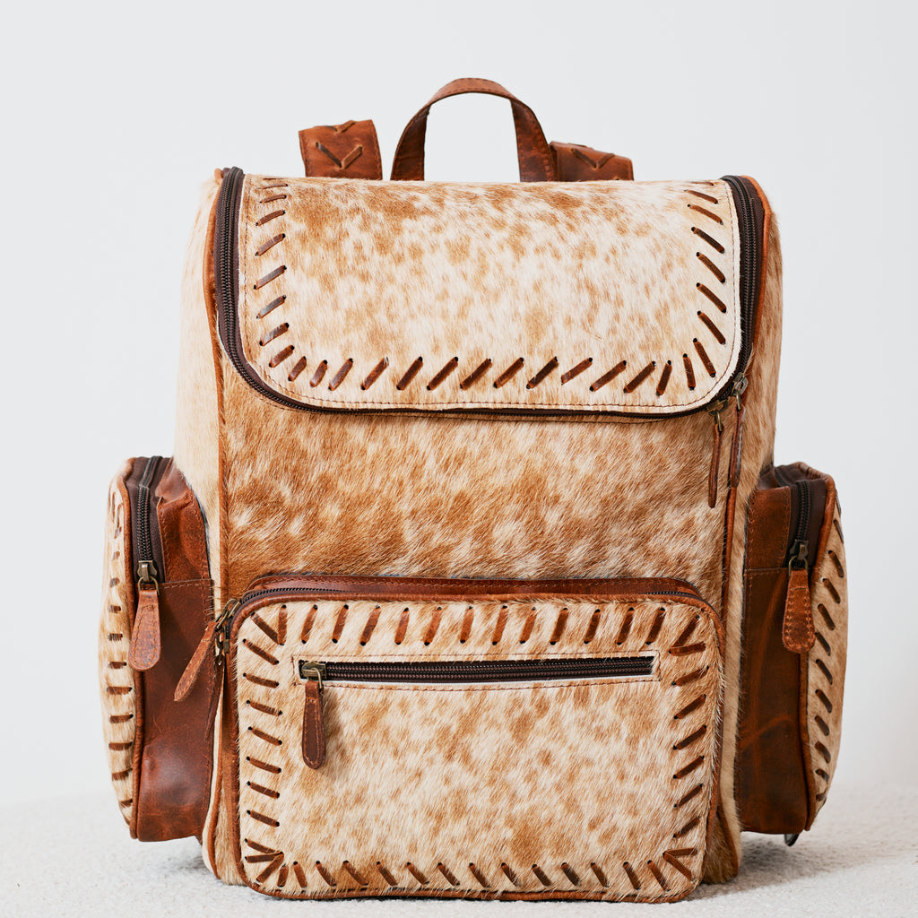 Sac à dos western multifonction en cuir & poil véritable