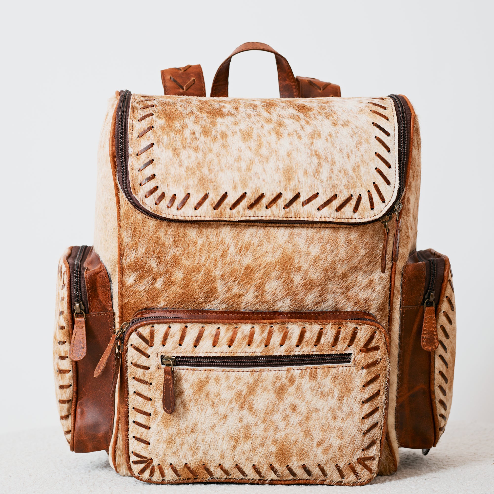 Sac à dos western multifonction en cuir & poil véritable