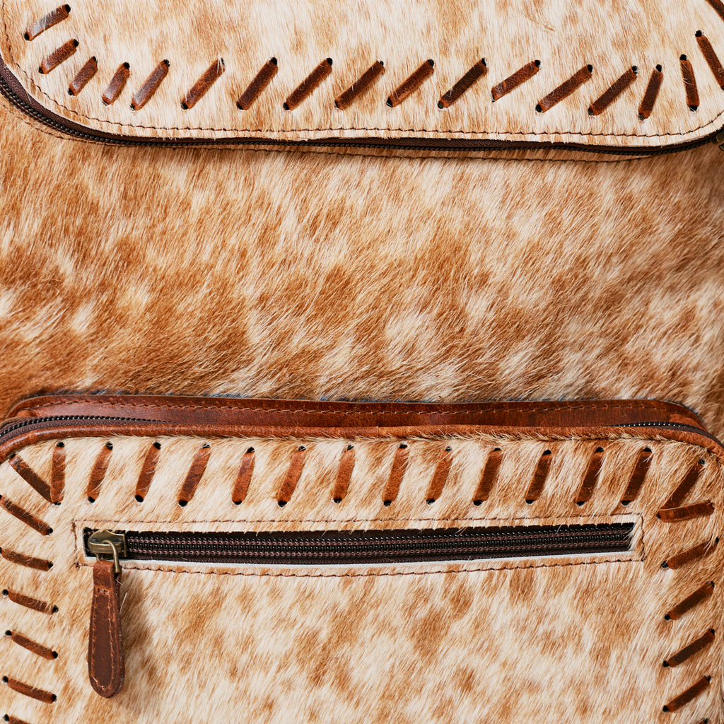 Sac à dos western multifonction en cuir & poil véritable