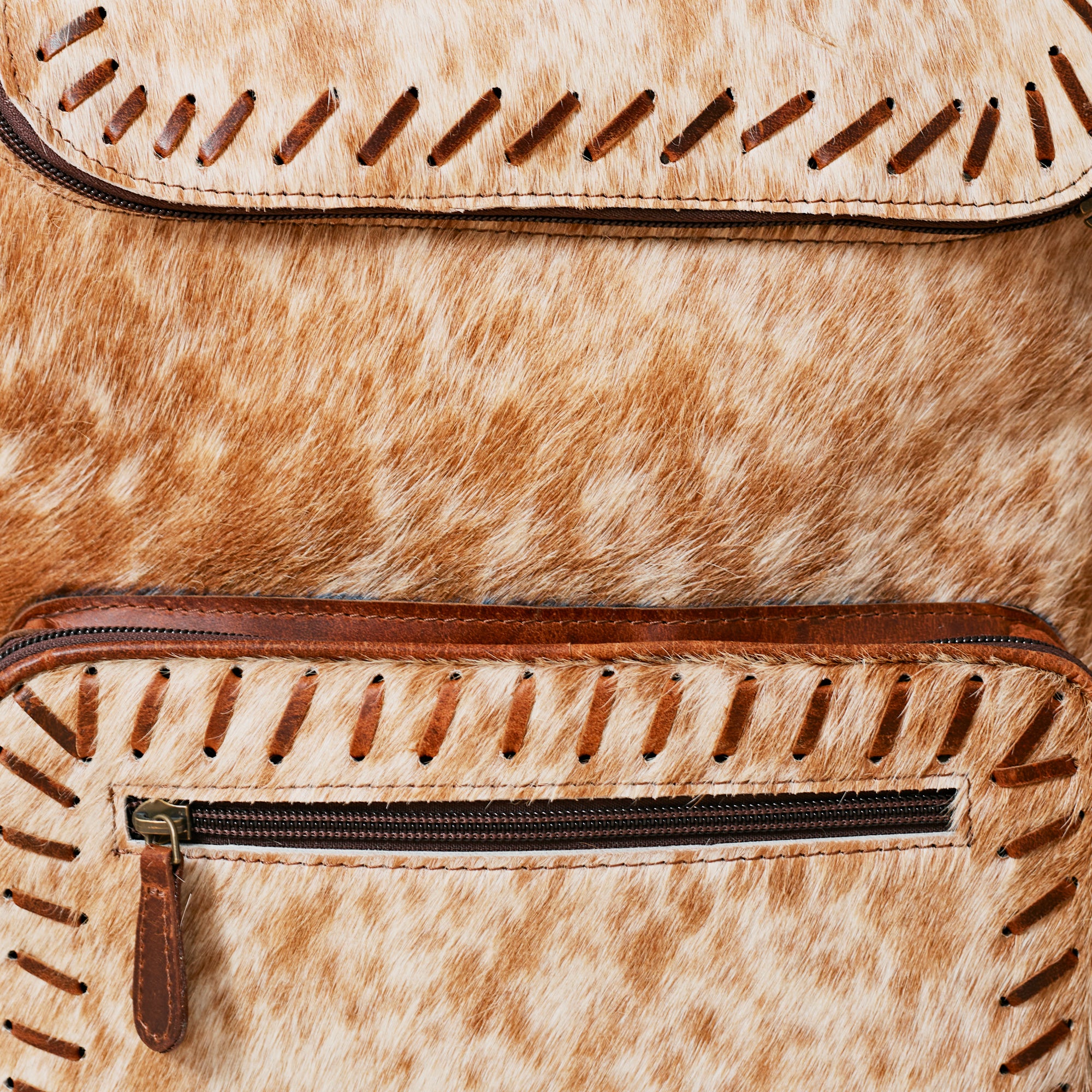 Sac à dos western multifonction en cuir & poil véritable