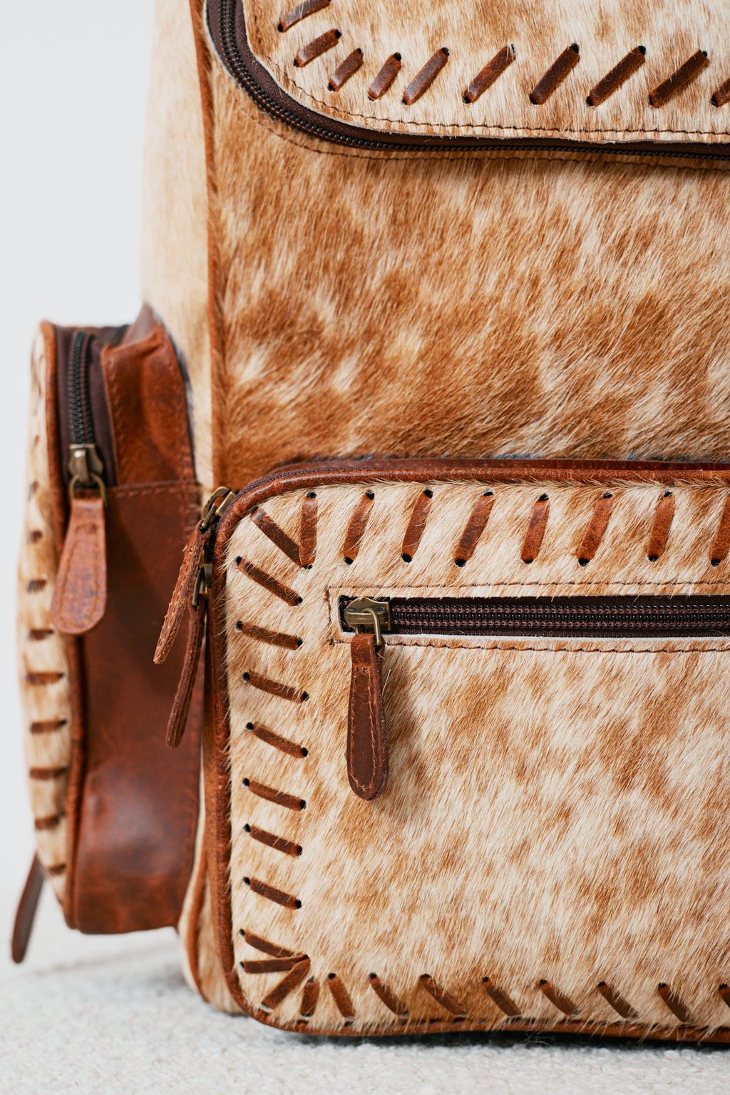 Sac à dos western multifonction en cuir & poil véritable