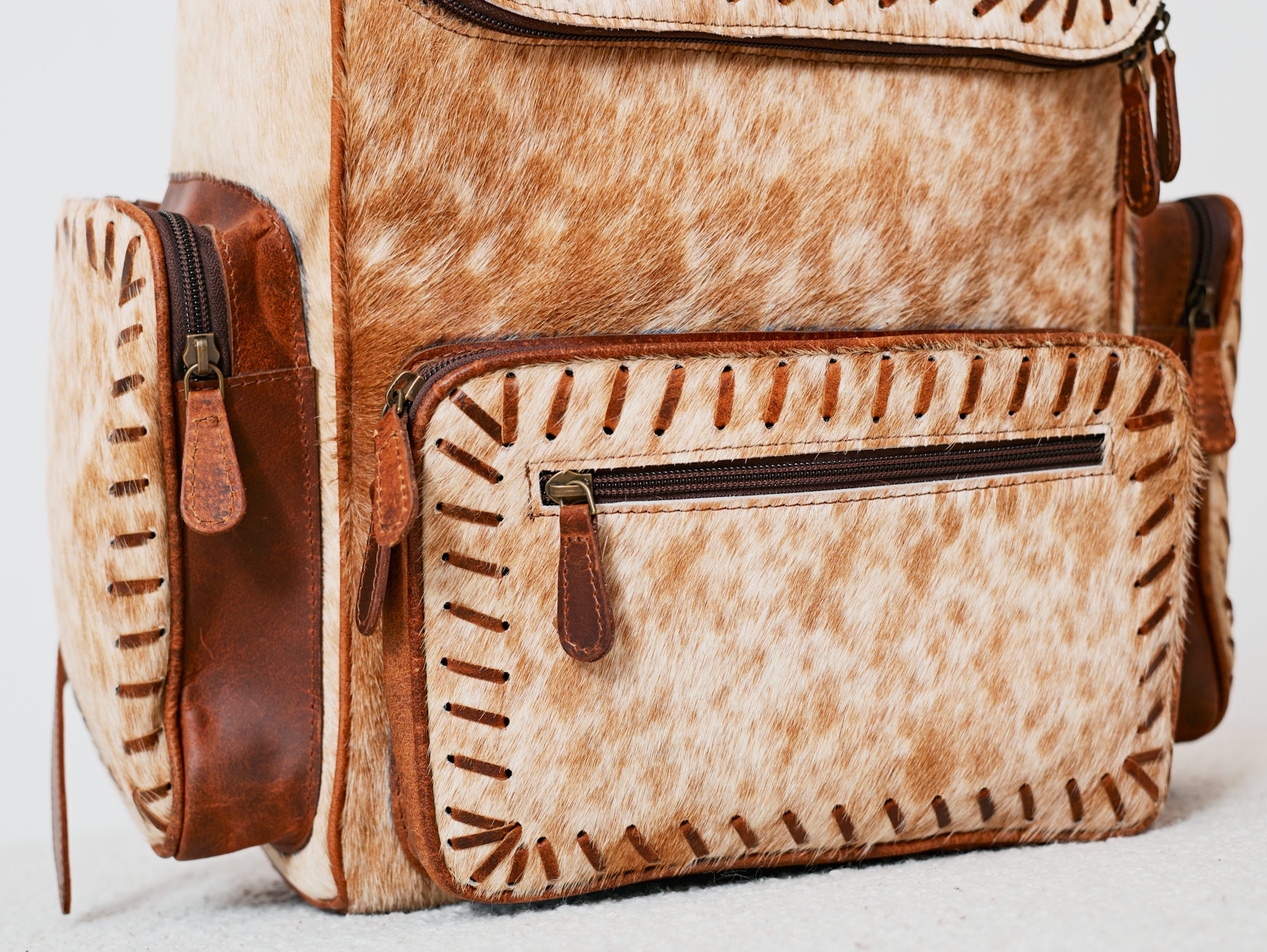 Sac à dos western multifonction en cuir & poil véritable