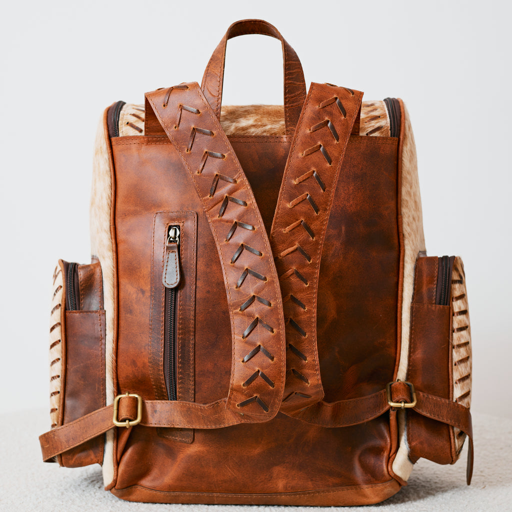 Sac à dos western multifonction en cuir & poil véritable
