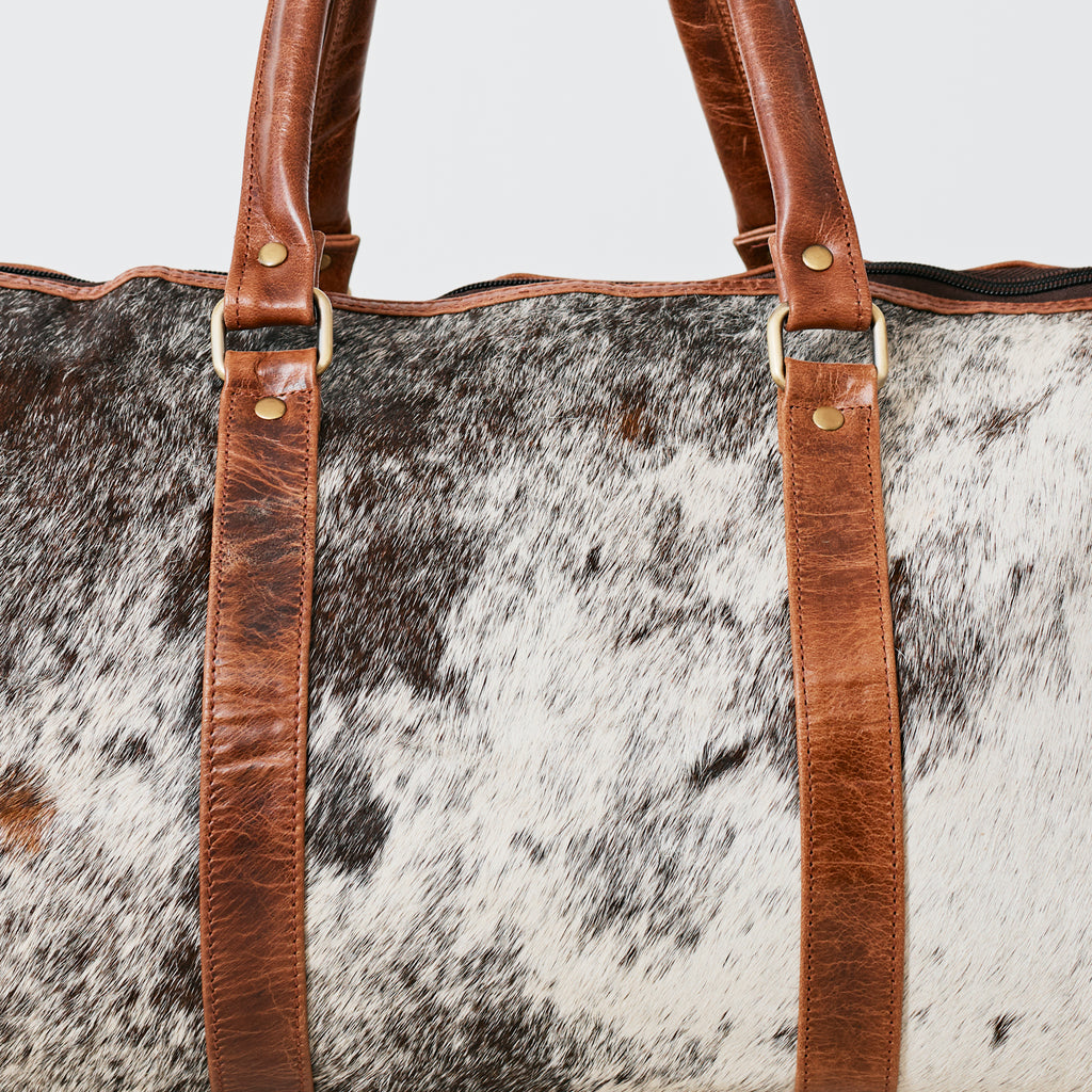 Sac duffle western en cuir & poil véritable