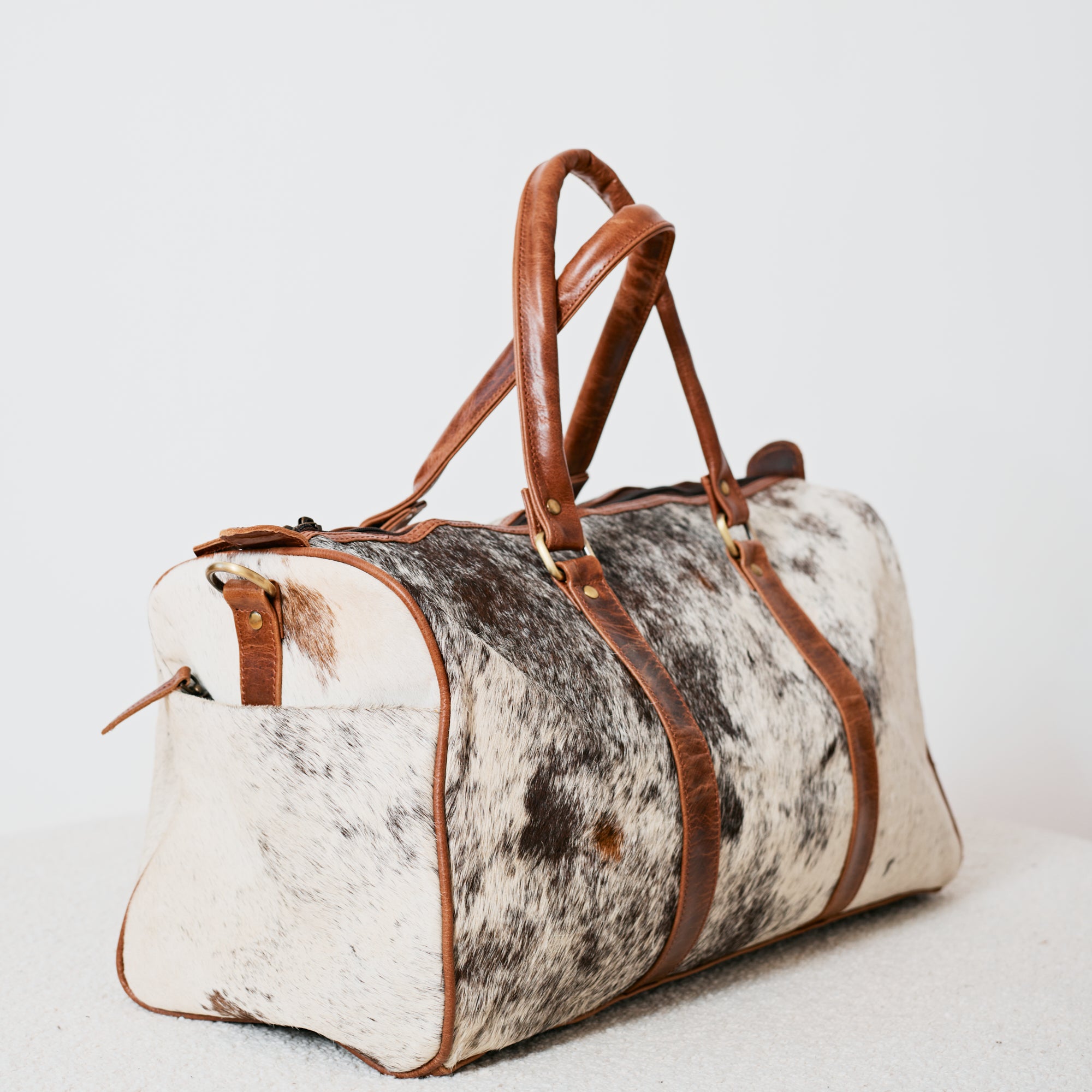 Sac duffle western en cuir & poil véritable
