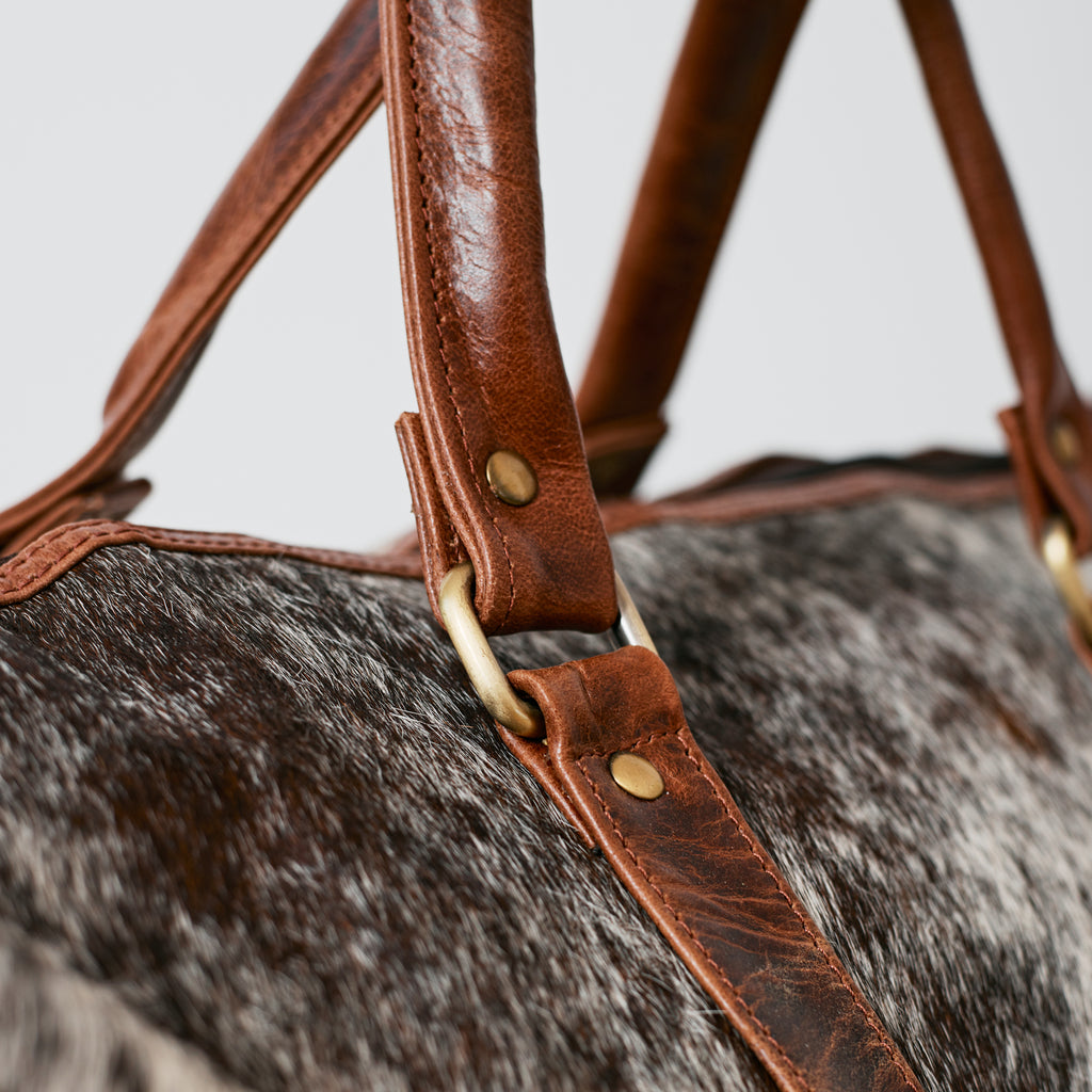 Sac duffle western en cuir & poil véritable