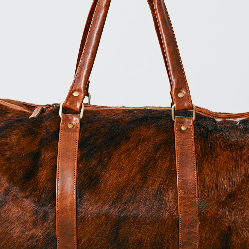 Sac duffle western en cuir & poil véritable