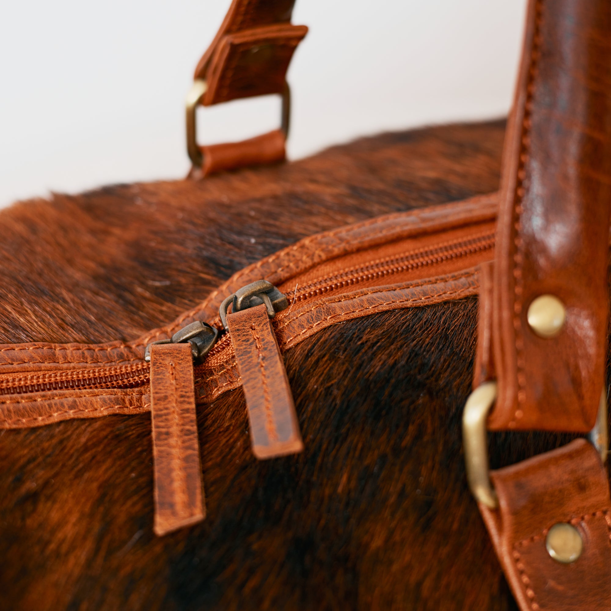 Sac duffle western en cuir & poil véritable