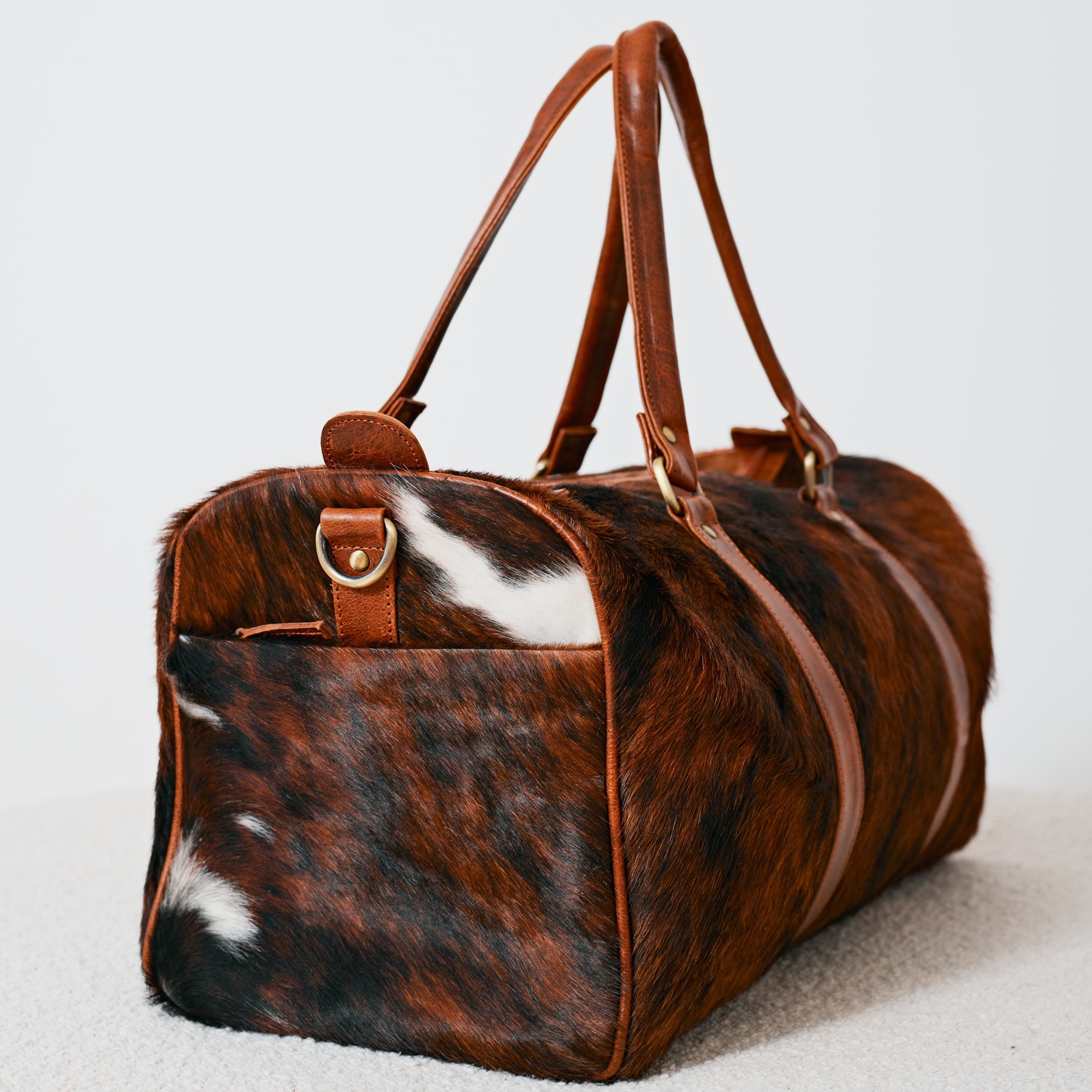 Sac duffle western en cuir & poil véritable