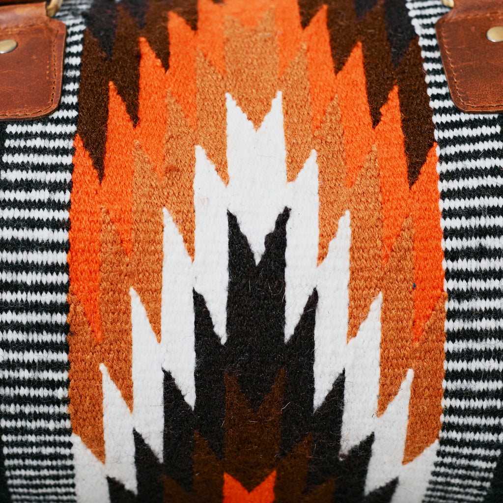 Sac duffle western tissé noir & cognac
