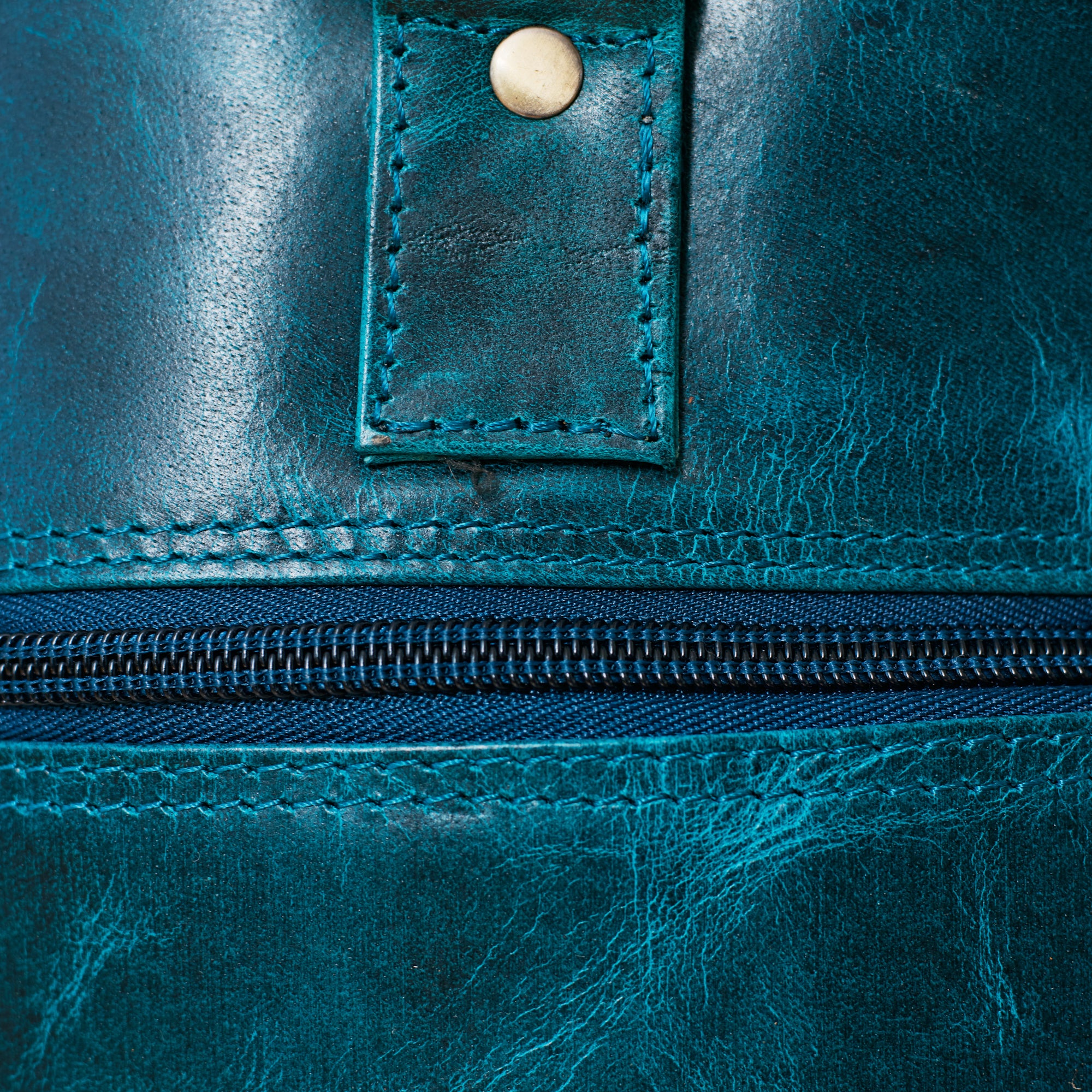 Sac duffle western turquoise en cuir véritable