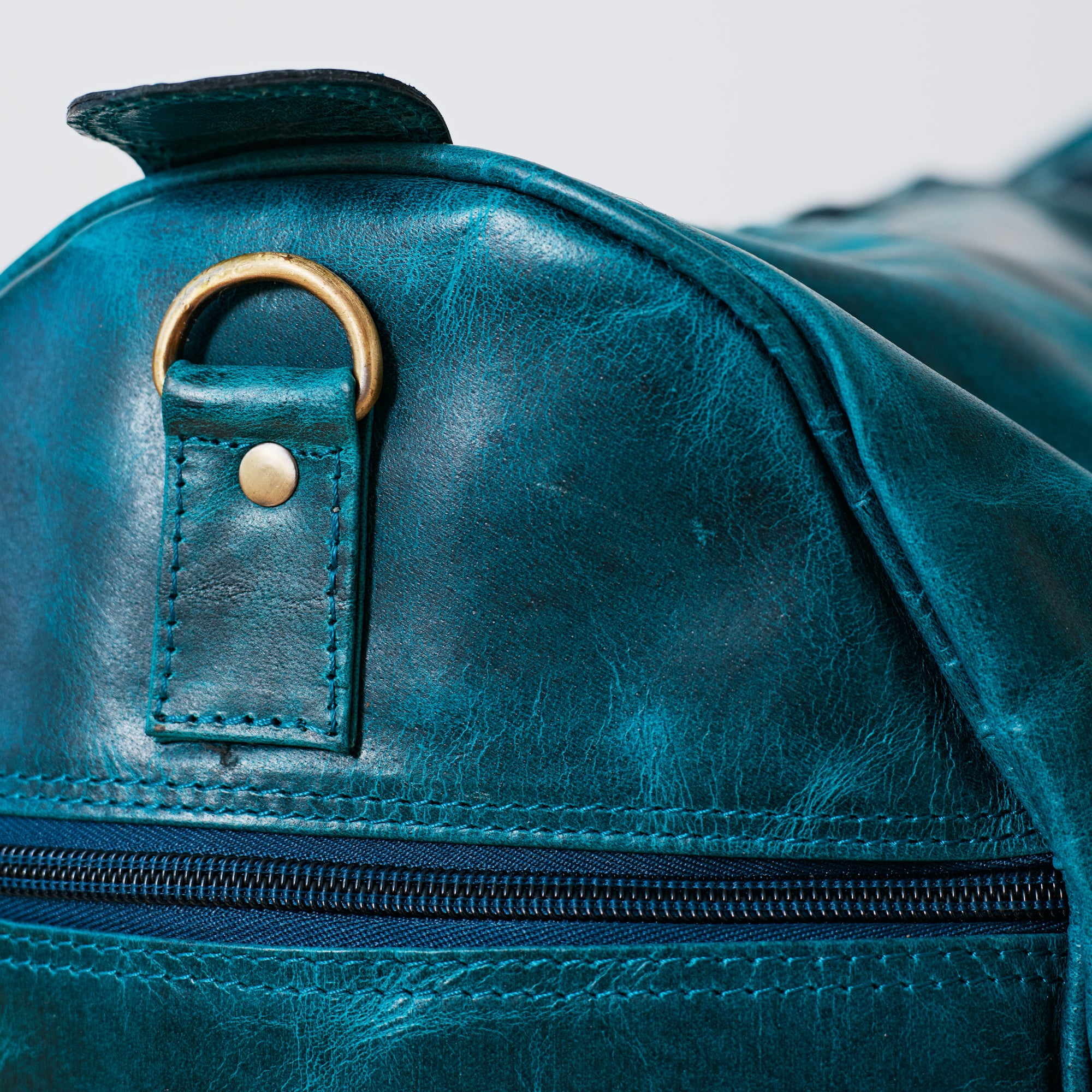 Sac duffle western turquoise en cuir véritable