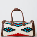 Sac duffle western Aztec crème, turquoise & rouge