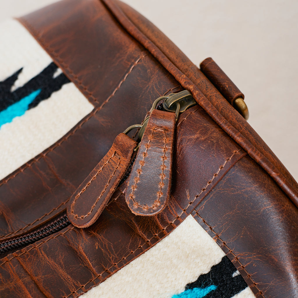 Sac duffle western Aztec crème, turquoise & rouge