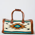 Sac duffle western Aztec crème, turquoise & cognac
