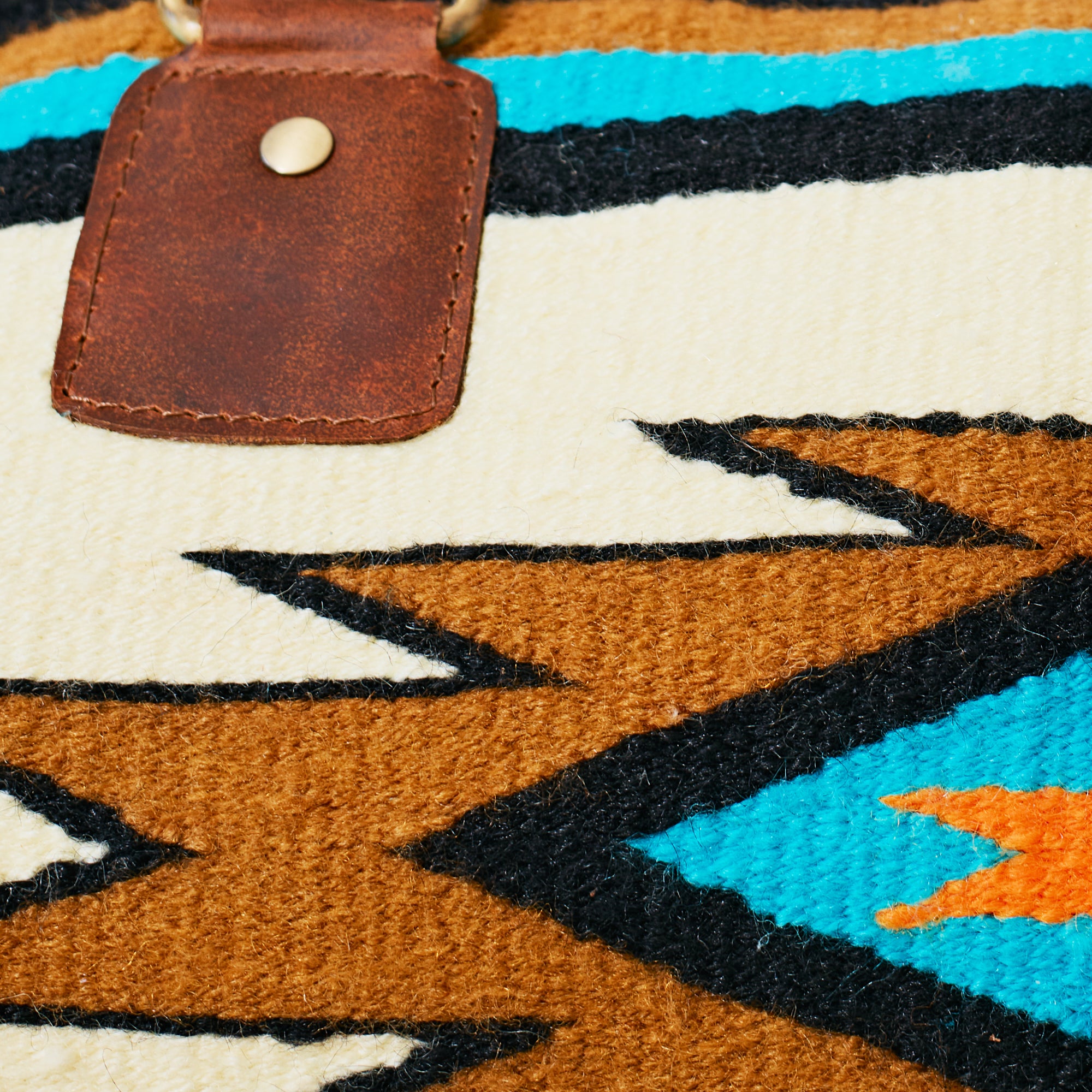Sac duffle western Aztec crème, turquoise & cognac