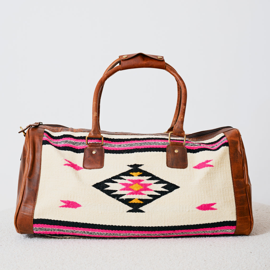 Sac duffle western Aztec crème & rose