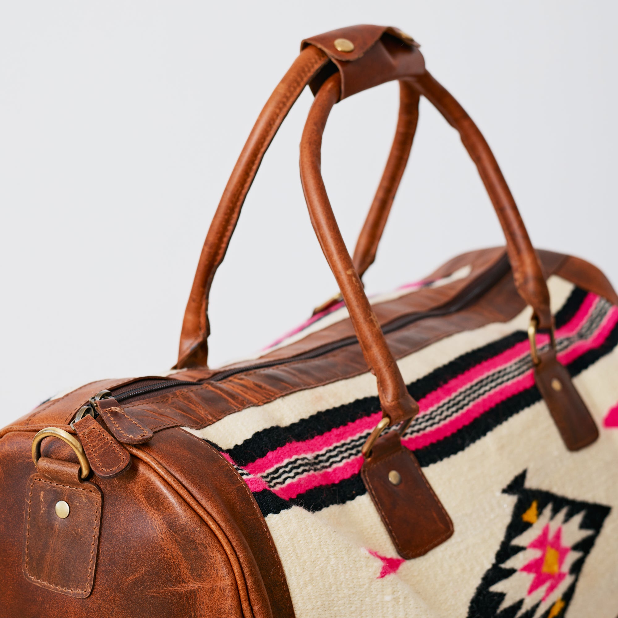 Sac duffle western Aztec crème & rose