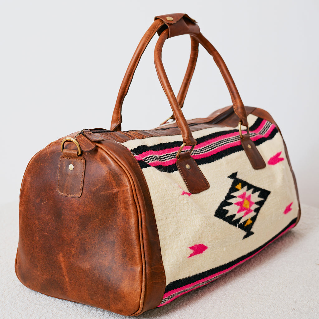 Sac duffle western Aztec crème & rose