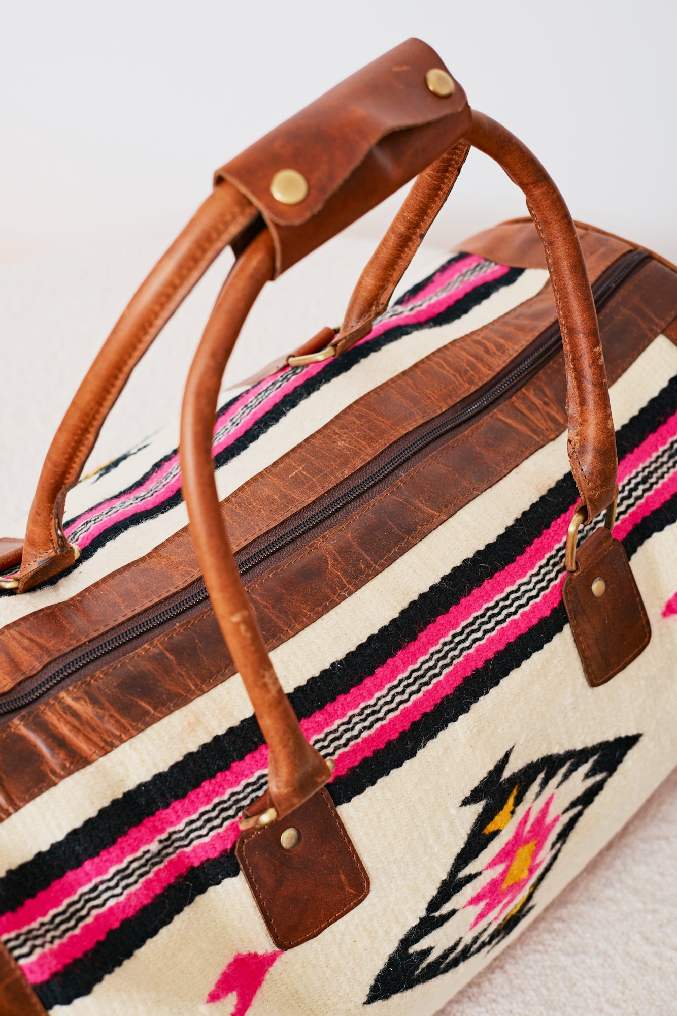 Sac duffle western Aztec crème & rose
